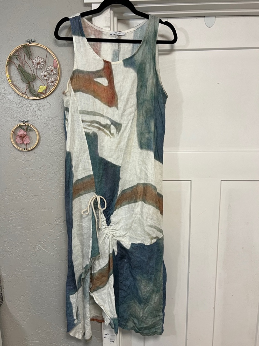 TEMPO PARIS 100% LINEN SLEEVLESS MAXI DRESS SIZE SMALL/ MEDIUM